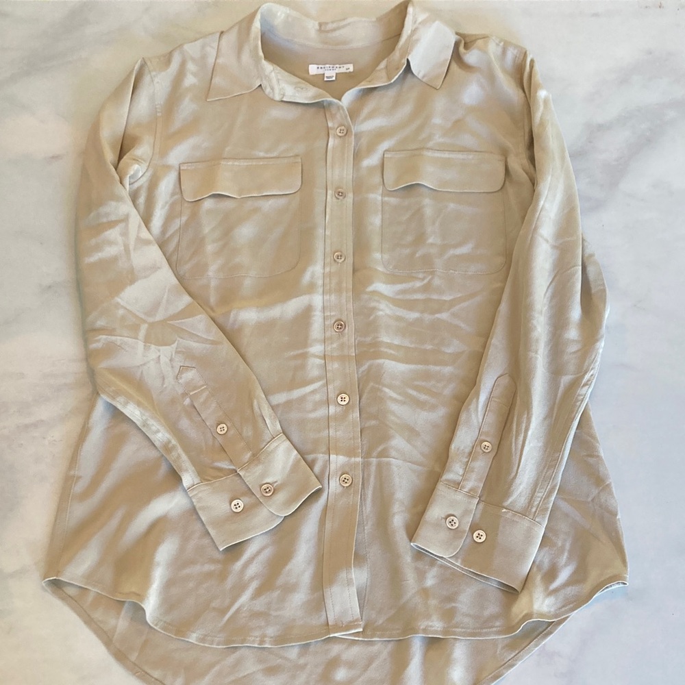 Equipment Beige Button-Down Shirt